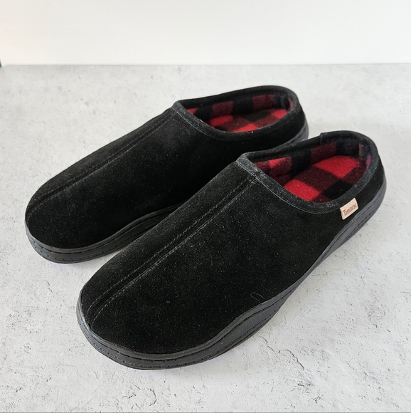 Tamarac Men's Suede Slippers, Black Cowhide, Size 9, NEW - Picture 1 of 6